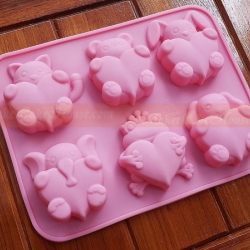 พิมพ์ซิลิโคนรูปสัตว์น่ารักกอดหัวใจ