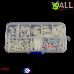 M3 Nylon Hex Spacers / Screw / Nut Stand-off White 180 pcs ชุดน๊อต หกเหลี่ยม สีขาว