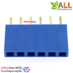 Pin header Female Header Single Row 2.54mm 6p Pin1x6 สีน้ำเงิน