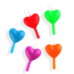 เทียนแต่งหน้าเค้กรูปหัวใจสะท้อนแสง