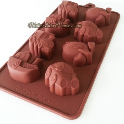 พิมพ์ซิลิโคนช็อกโกแลตหรือขนม รูปรถและเรือน่ารัก