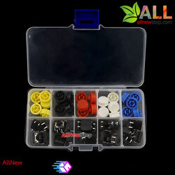 Key Touch Switch 12x12x7.3mm with Button Cap สวิตช์กดติดปล่อยดับและหัวปุ่มกด 5 สี อย่างละ 5 รวม 25 ชิ้น พร้อมกล่อง