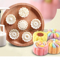 ปั๊มพิมพ์กดขนมไหว้พระจันทร์รูปดอกไม้ + 6 พิมพ์ (50 g.)