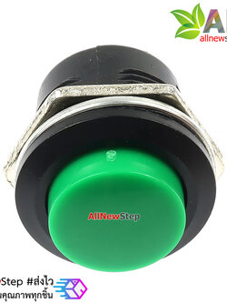 สวิตช์ปุ่มกดสีเขียว สวิตช์กดติดปล่อยดับ 250VAC 3A