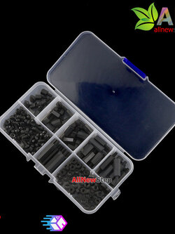 M3 Nylon Hex Spacers Screw Nut Black 180 pcs ชุดน๊อต หกเหลี่ยม สีดำ