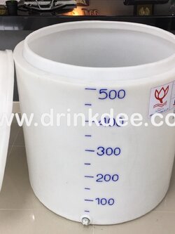 ถังเก็บน้ำ-เคมี PE 500 ลิตร หนา 7-8 มิล (ทรงกระบอก ปากกว้าง)