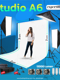 Studio Set A ชุดไฟสตูดิโอพร้อมฉาก 2x3M ความสว่างสูงสุด 12000LM