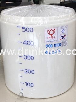 ถังเก็บน้ำ-เคมี PE 500 ลิตร หนา 6 มิล (ทรงกระบอก ปากกว้าง)