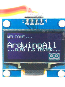 จอแสดงผล OLED สีขาว 128x64 แบบ I2C ขนาด 1.3 นิ้ว สีขาว OLED Display I2C Module 1.3 นิ้ว for Arduino