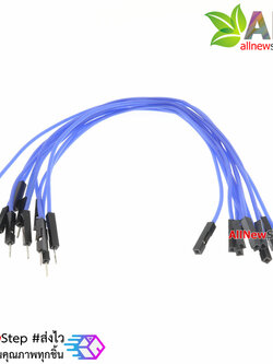 สายไฟจัมเปอร์ 20cm สาย jumper 20 cm จำนวน 10 เส้น ผู้-เมีย สีน้ำเงิน