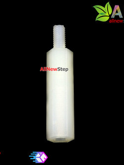 M2.5 Nut Nylon Hex Spacers M2.5 25+6mm เสาพลาสติก M2.5 ความสูง 25mm ปลายเป็นน๊อต-สกรู 5mm จำนวน 1 ชิ้น