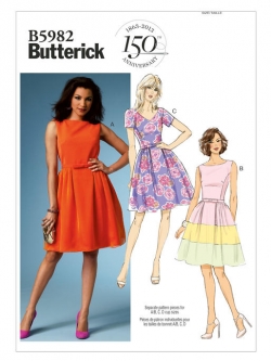แพทเทิร์นตัดเดรสสตรี Butterick 5982F5 Size: 16-18-20-22-24