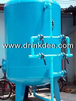 ถังกรองเหล็ก 96" เพลท+ไซการด์ (240cm. x 180cm. x 8 mm. x4") หน้าวาล์วเหล็ก วาล์ว Butterfly 4"