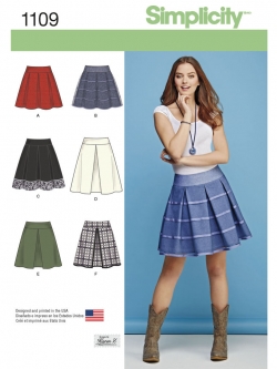 แพทเทิร์นตัดกระโปรงทวิส Simplicity 1109 Size: 6-14, 14-22