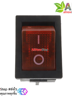 สวิตช์เปิดปิด 220V 6A Rocker switch KCD1 พร้อมไฟ LED สีแดง