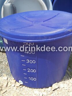 ถังเก็บน้ำ-เคมี PE 500 ลิตร หนา 4 มิล (ทรงกรวย ปากกว้าง)