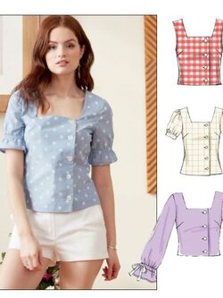 แพทเทิร์นตัดเสื้อคอเหลี่ยม ทำได้ทั้งเสื้อครอป และความยาวเสื้อปกติ แถมแขน 3 แบบ