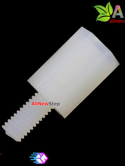 M3 Nut Nylon Hex Spacers M3 10+6mm เสาพลาสติก ความสูง 10mm ปลายเป็นน๊อต-สกรู 6mm จำนวน 1 ชิ้น