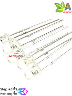 LED หลองไฟ led 3mm สีเหลือง แบบใส ไฟเลี้ยง 2.0-2.2v จำนวน 5 ชิ้น