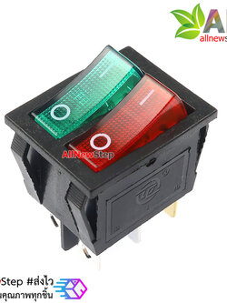 สวิตช์ 2 ทาง 2 ช่อง สวิตช์ 3 ขา สีเขียวแดง 250V 15A kcd6 switch
