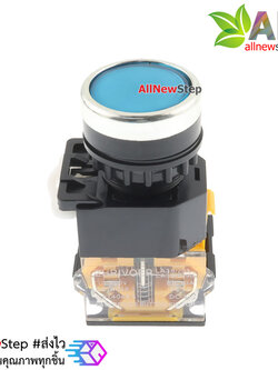 สวิตช์กดติดกดดับ/ล็อกสวิตช์ 220V 10A ปุ่มกดสีฟ้า