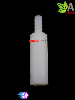 M2.5 Nut Nylon Hex Spacers M2.5 15+6mm เสาพลาสติก M2.5 ความสูง 15mm ปลายเป็นน๊อต-สกรู 6mm จำนวน 1 ชิ้น