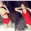 ***พรีออเดอร์***บิกินี่ชุดว่ายน้ำวันพีซ one-piece สีแดง เล่นดีเทลเว้าด้านข้างโชว์ sexy เล็กๆ ด้วยการแทร็ปผ้าสายคู่สลับไขว้กัน สดใสน่ารักรับลมทะเล สวยเหมือนแบบค่ะ