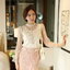***พร้อมส่ง***เสื้อลูกไม้แขนยาวผ้าตาข่ายครีม ปักดิ้นทอง หรูหรามากๆค่ะ