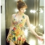 ***พรีออเดอร์***บิกินี่ชุดว่ายน้ำวันพีซ one-piece สีแดงลายดอกไม้ เล่นดีเทลเว้าด้านข้างโชว์ sexy เล็กๆ ตะขอด้านหลังติดโบว์ สดใสน่ารักรับลมทะเล สวยเหมือนแบบค่ะ