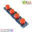 โมดูลสวิตช์กดติด/ปล่อยดับ 4 ปุ่ม สีแดง สำหรับ Arduino