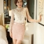 ***พร้อมส่ง***เสื้อลูกไม้แขนยาวผ้าตาข่ายครีม ปักดิ้นทอง หรูหรามากๆค่ะ